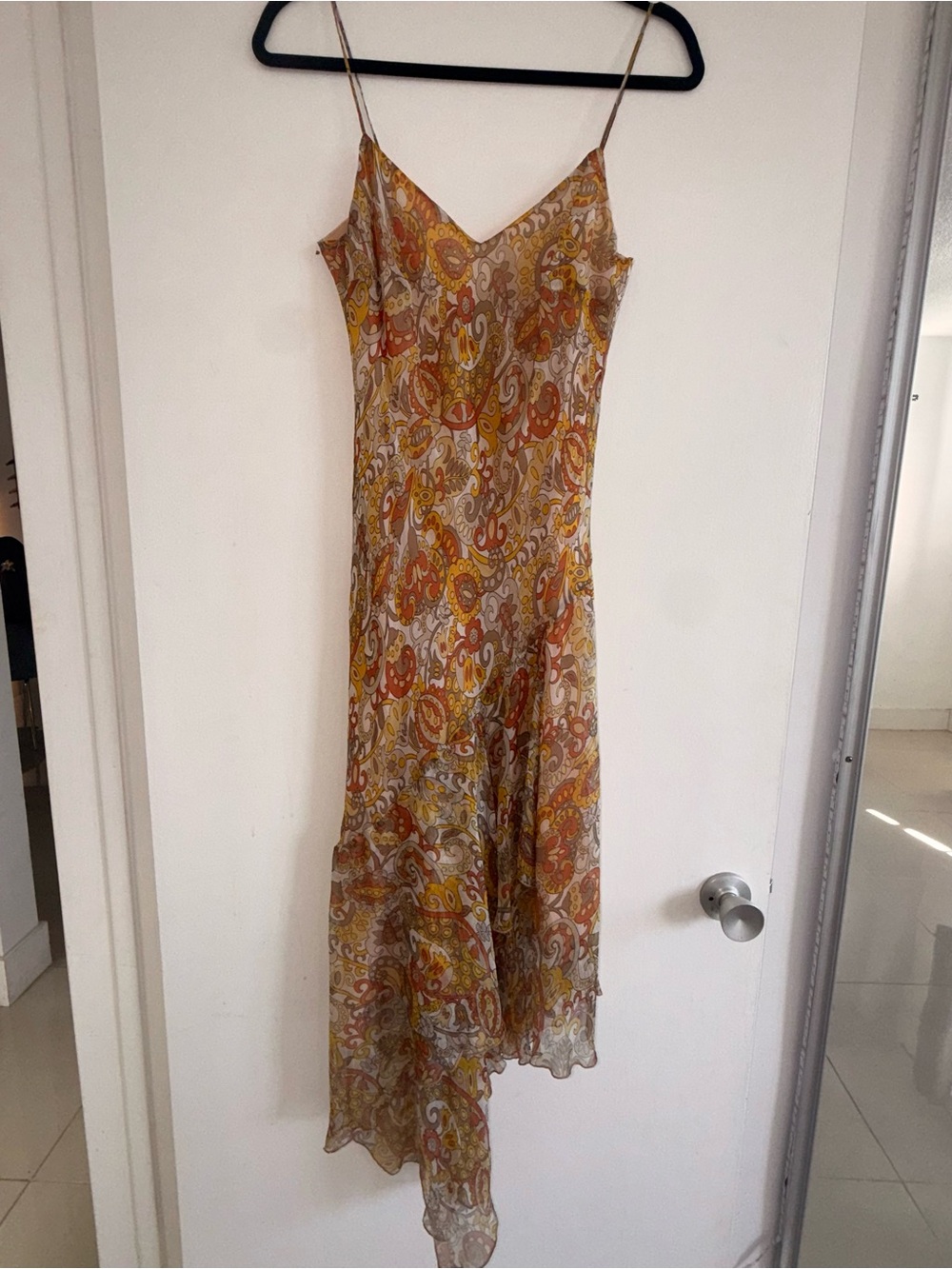 Miss Yoko Roma Pure Silk Multicolor Printed Patterned Slip Dress Regular